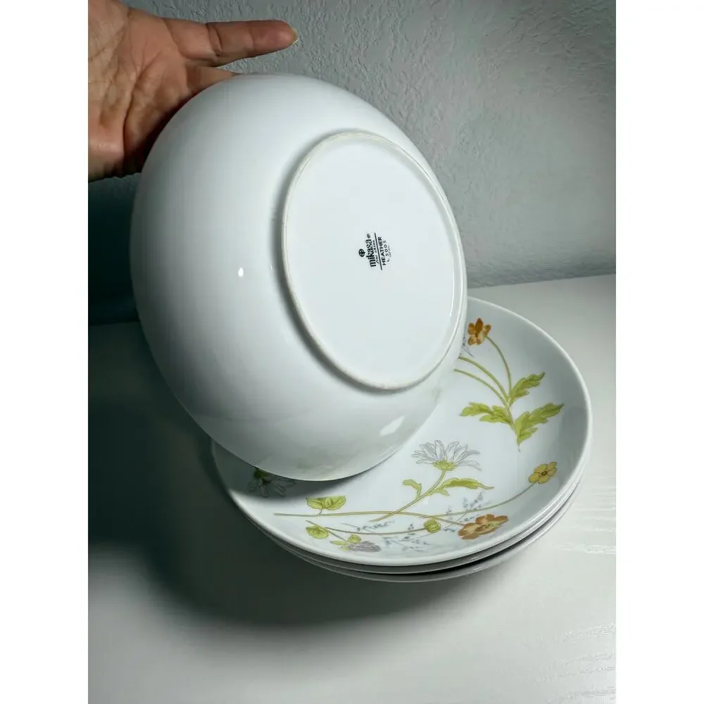Vintage Mikasa Heather Fine China Set of 4 Rimmed Soup Bowls L5005 Japan